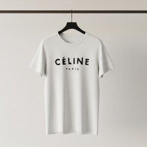 Chic Parisian Letter Print T-Shirt Minimalist Designer Style Cotton Tee White